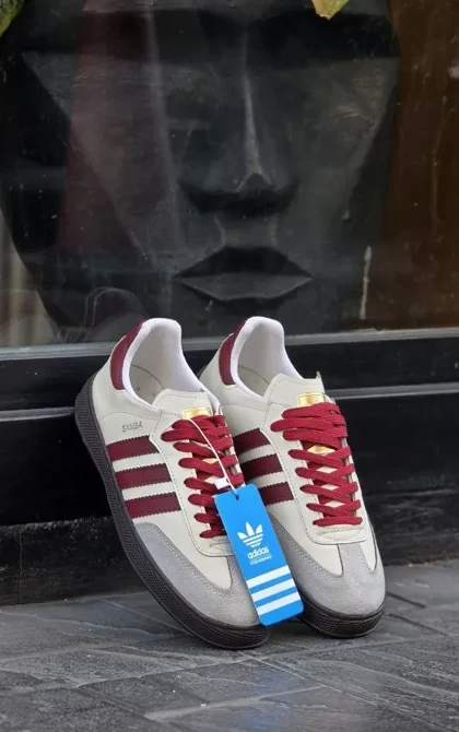 کفش کتانی دخترانه سامبا کرم زرشکی