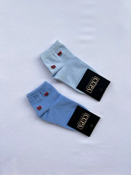 جوراب دخترانه نخ پنبه طرح گل 20010