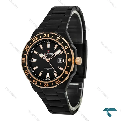 ساعت مچی مردانه نیوی فورس NF9249 مشکی قاب طلایی NaviForce-7758-G