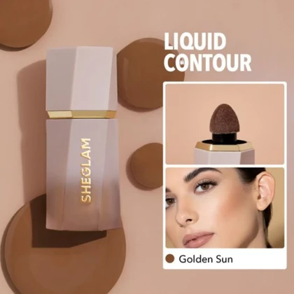 کانتور مایع شیگلم، مدل Golden Sun با پوشش کامل، جلوه طبیعی، حاوی ویتامین E، فاقد پارابن و گلوتن، مناسب انواع پوست، فاقد تست حیوانی (Cruelty-Free)، حجم 5.2 میلی‌لیتر