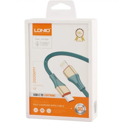 کابل تایپ سی به لایتنینگ الدنیو LDNIO مدل LC632i توان 30 وات 2 متر