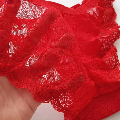 ست شورت و سوتین زنانه گیپور فانتزی نانسی قرمز