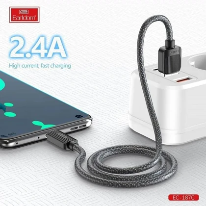کابل تایپ سی ارلدام Earldom مدل EC-187C جریان 2.4 آمپر طول 1 متر