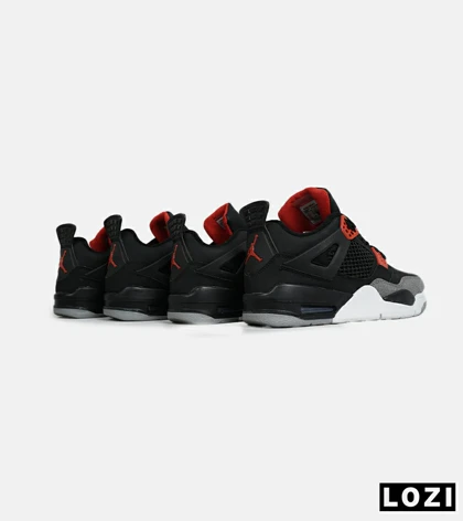 کتانی ساق‌دار زنانه و مردانه مشکی طوسی قرمز Nike air jordan 4 مدل 6473