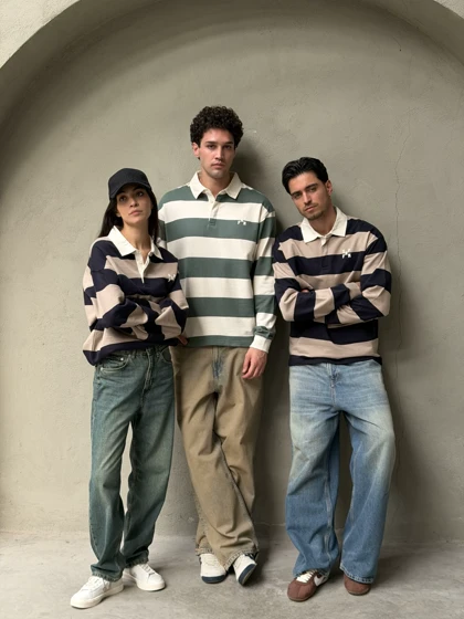 پولو شرت اورجینال اسپرینگ فیلد راه راه کرم سبز/Original Springfield polo shirt
