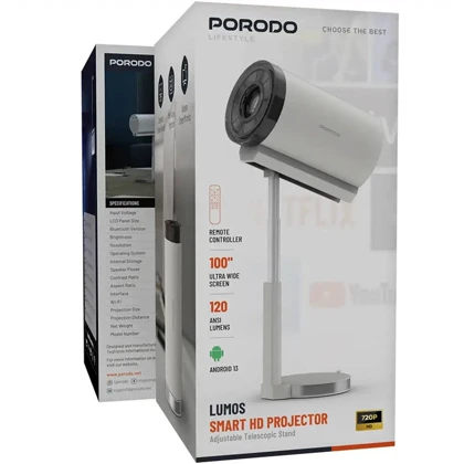 ویدئو پروژکتور پرودو Porodo مدل PDTS7WH با پایه تلسکوپی