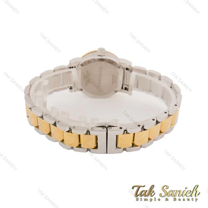 ساعت بربری زنانه دورنگ طلایی صفحه سفید Burberry-4454-L