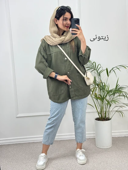 مانتو کتان جیب پایین