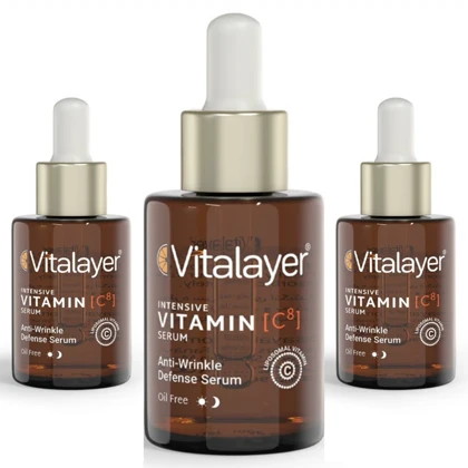 سرم صورت قطره چکانی ویتامین سی ویتالیر ضد چروک مناسب انواع پوست 30ml