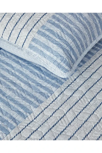 روتختی دو نفره English Home مدل Sleek Stripes پلی‌استر - آبی