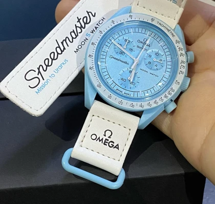 ساعت امگا سواچ اورانوس سفید آبی Omega Swatch to Uranus