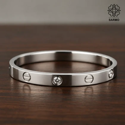 بنگل کارتیر نگین‌دار استیل کد 509428026