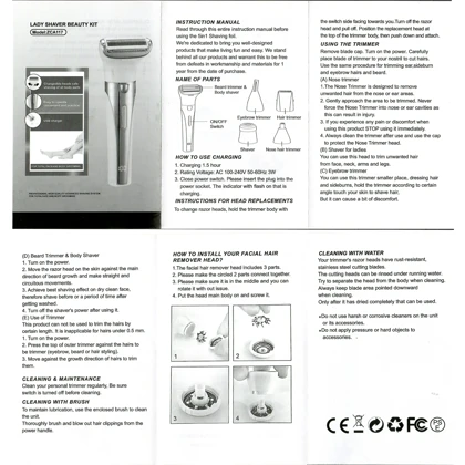 ست اصلاح موی بدن و صورت بانوان 4کاره شارژی و قابل شستشو DSP مدل 70413