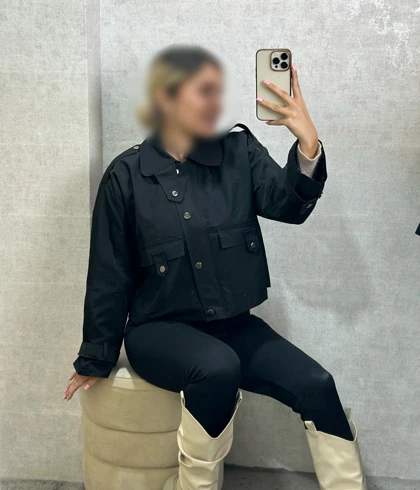 بارانی کتان دخترانه مدل دو جیب کوتاه قد 50 (تنوع رنگ)