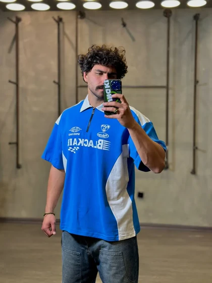 تیشرت یقه دار نیم زیپ blackair