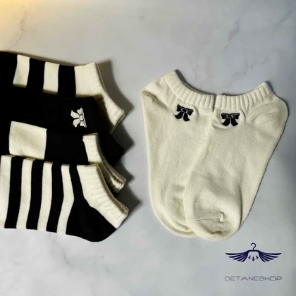 جوراب مچی طرح پاپیون سفید و مشکی