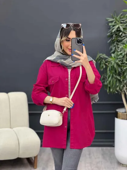 مانتو آستین برش‌دار سر جیب دکمه