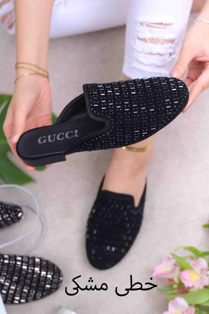 کفش صندل زنانه تابستانی جلو بسته گوچی نگینی