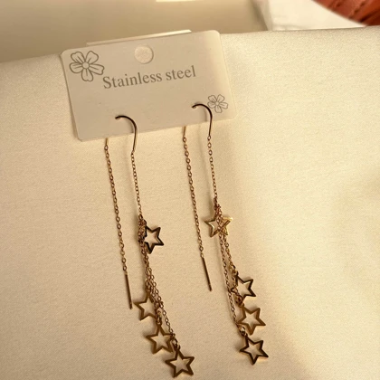 گوشواره پرستاره طلایی استیل
