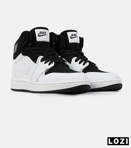 کفش کتانی ساق‌دار مردانه و زنانه سفید مشکی NIKE jordan 1 مدل 7574