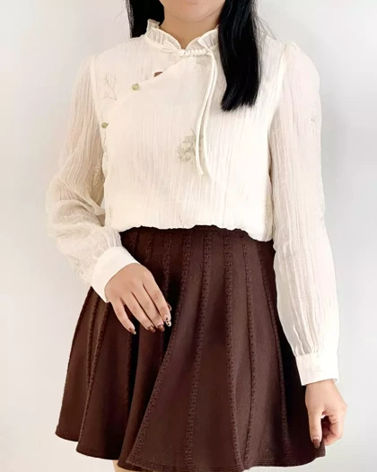 شومیز حریر کریشه گلدوزی کد 5456