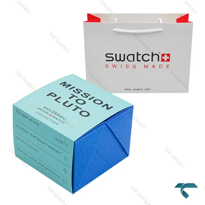 جعبه اصلی ساعت امگا سواچ ماموریت به پلوتون آبی Swatch-Box-7798-U