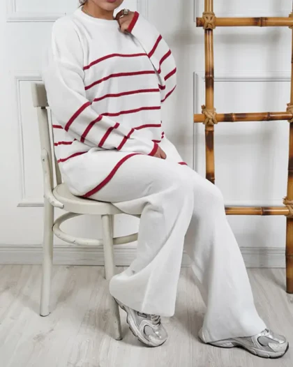 ست پاییزه بلوز شلوار بافت 2051