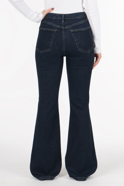 شلوار جین زنانه بوت‌کات فلکس(کشی) آبی خام شور رویال جین Royal Jeans