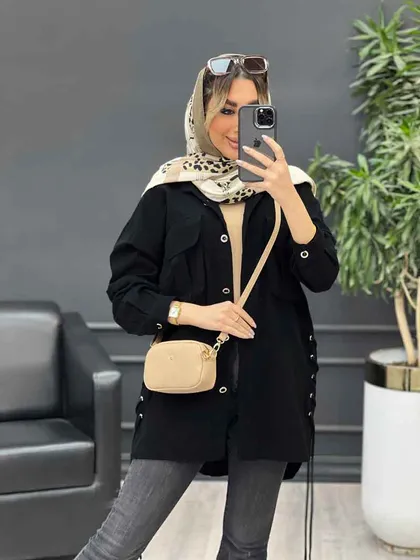 مانتو لینن جیب پیله بنددار