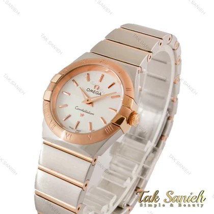 ساعت امگا کانسلیشن زنانه دورنگ رزگلد صفحه سفید ایندکس خط Omega-5161-L
