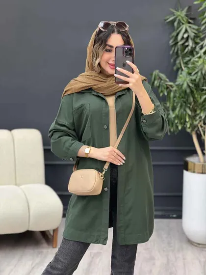 مانتو کتان دو جیب پرناز