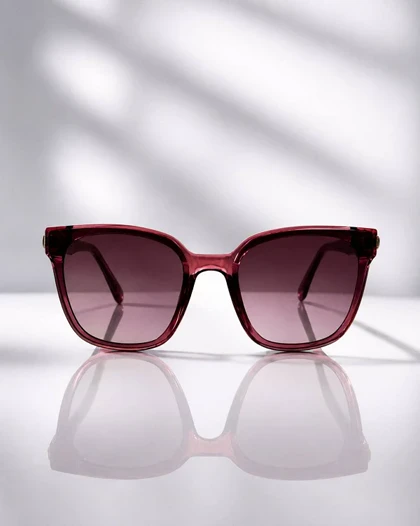عینک آفتابی UV400 اروپایی اورسایز مربعی کت‌آی استات برگاندی شفاف با اتصال فلزی طلایی | عینک آفتابی UV400 اروپایی اورسایز مربعی کت‌آی استات برگاندی شفاف با اتصال فلزی طلایی F3-009 کد 19960