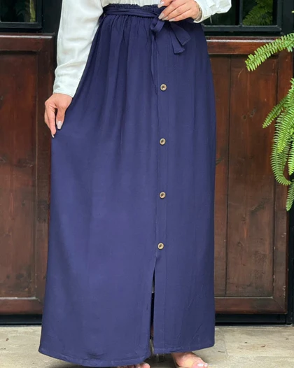 دامن تک‌رنگ نخی جلو دکمه 7024