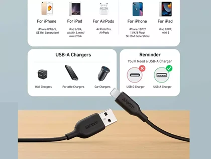کابل شارژ سریع یو اس بی به لایتنینگ 2.4 آمپر 90 سانتی‌متری انکر Anker Powerline III Lightning Cable A8812H11