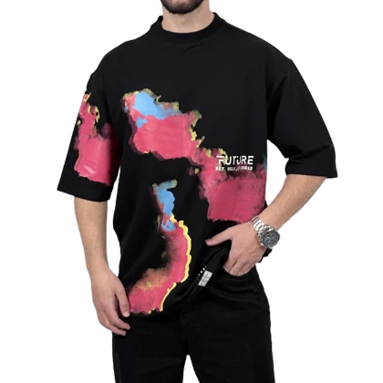 تیشرت آستین کوتاه مردانه مشکی دونخ مدل MAP