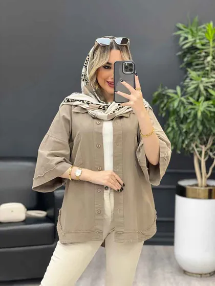 مانتو لینن جیب دکمه