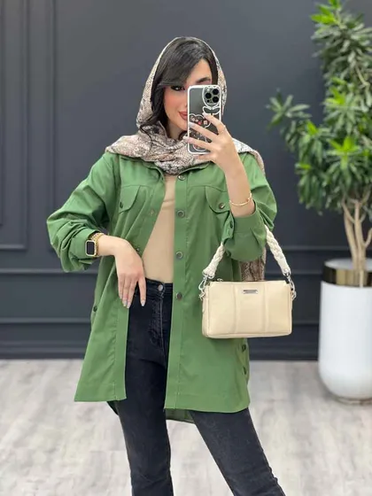 مانتو جیب نما بغل سه دکمه