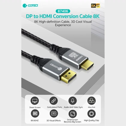 کابل دیسپلی به hdmi یک متری کوتسی 87406