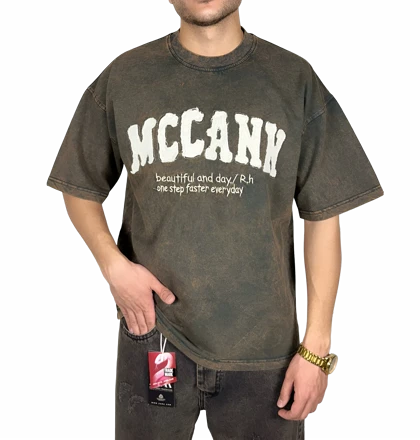 تیشرت آستین کوتاه سنگشور قهوه ای سنگی با گلدوزی برجسته