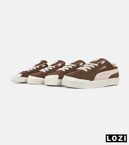 کفش کتانی ورزشی قهوه ای کرم مردانه و زنانه PUMA suede XL crushمدل 7456