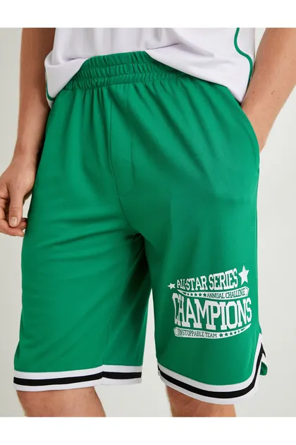 شعار شلوارک بسکتبال چاپ شده کمر الاستیک 4SAM40086MK