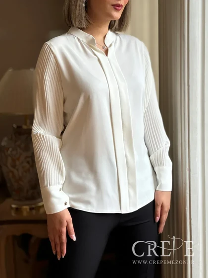 شومیز دوپیله آستین پلیسه