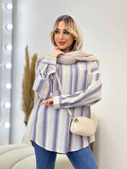 شومیز راه راه دو جیب