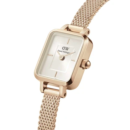 ساعت دنیل ولینگتون زنانه مستطیلی بند حصیری رز صفحه نباتی DW-4925-L