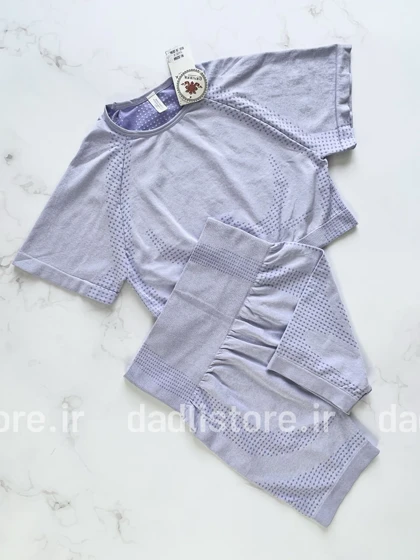 ست کراپ آستین دار و شورتک سیملس ورزشی
