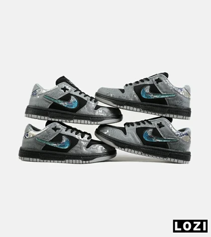 کفش کتانی مردانه و زنانه مشکی آبی نایک NIKE dunk low steam puppet