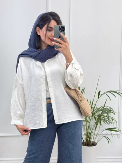 مانتو شومیزی باکسی سفید