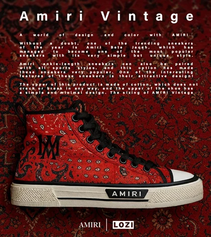کفش اسنیکرزساق‌دار قرمز Amiri Vintage