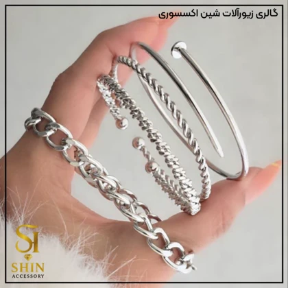 پک بنگل زنانه آبکاری نقره کد bz08
