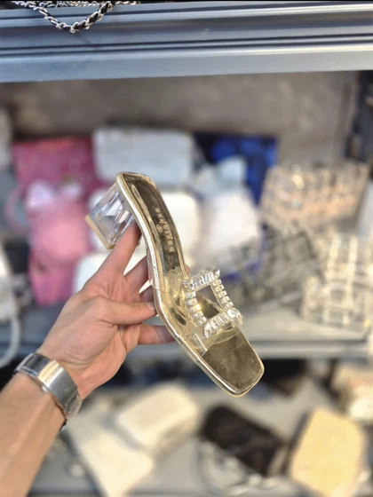 کفش زنانه پاشنه 5 سانت نگینی